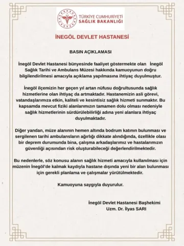 Başhekimden 'müze' açıklaması Başhekimden 'müze' açıklaması