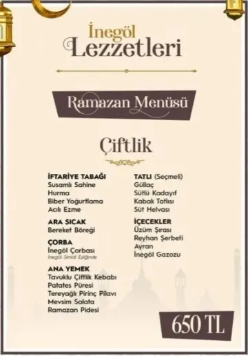 Gastro İnegöl’ün Ramazan Menüleri Belli Oldu