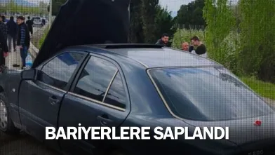Bariyerlere saplandı