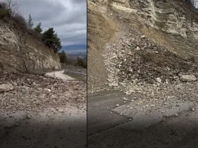 İnegöl'de toprak kayması nedeniyle yol ulaşıma kapandı
