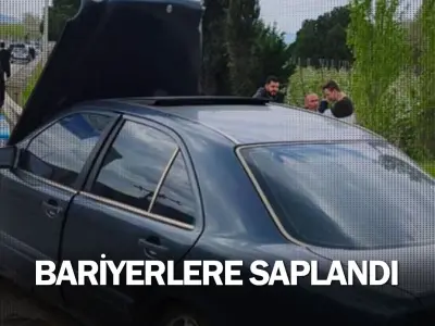 Bariyerlere saplandı
