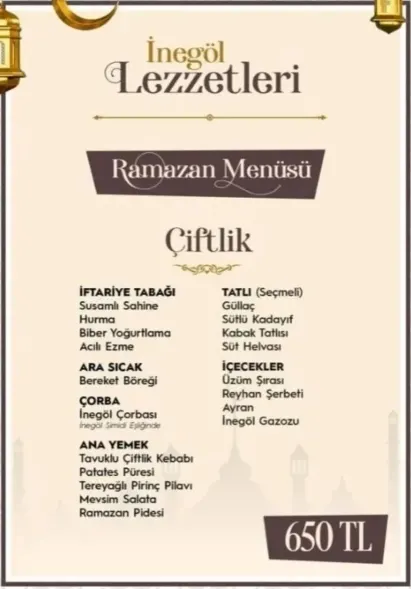 Gastro İnegöl’ün Ramazan Menüleri Belli Oldu