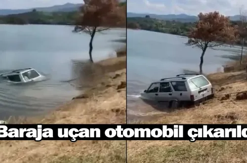 Baraja uçan otomobil çıkarıldı