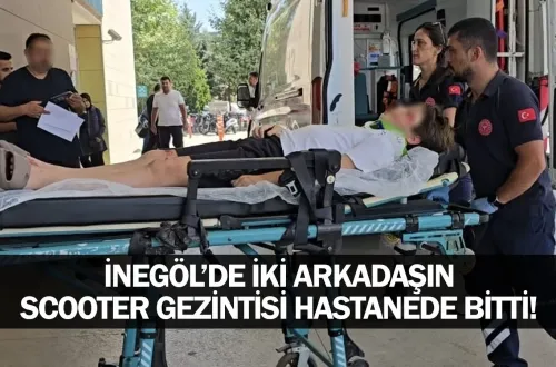 İnegöl'de iki arkadaşın scooter gezintisi hastanede bitti!