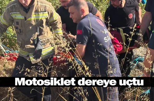 Motosiklet dereye uçtu