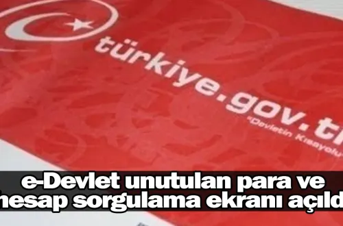 e-Devlet unutulan para ve hesap sorgulama ekranı açıldı