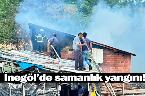 İnegöl'de samanlık yangını!