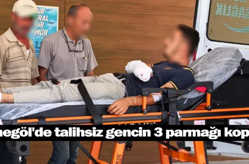 İnegöl'de talihsiz gencin 3 parmağı koptu!