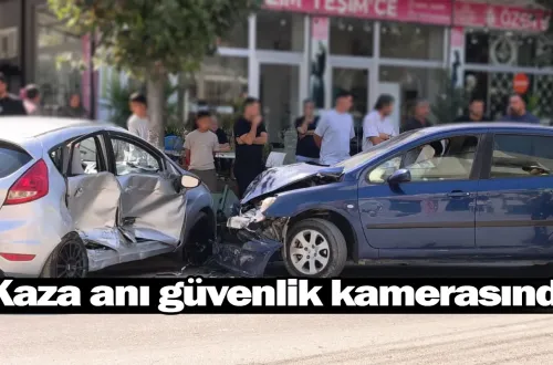 İnegöl'de kaza anı güvenlik kamerasında