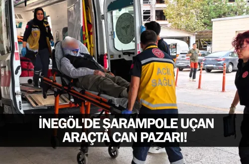 İnegöl'de şarampole uçan araçta can pazarı!
