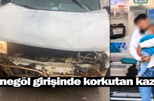 İnegöl girişinde korkutan kaza