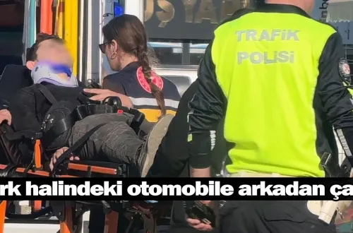 Park halindeki otomobile arkadan çarptı