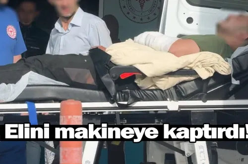 Elini makineye kaptırdı!
