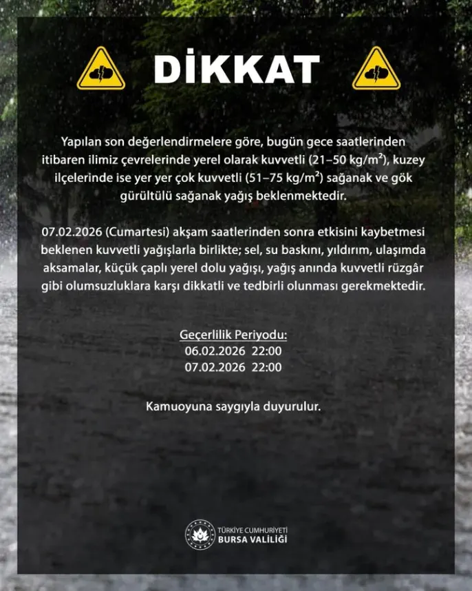 Bursa Valiliği uyardı!