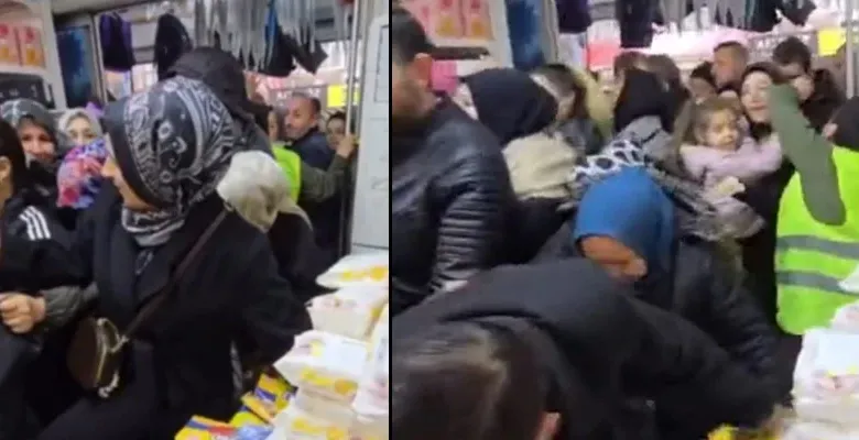 İnegöl'de mağazada 'indirim' izdihamı