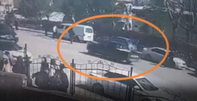 İnegöl'de drift atan sürücünün yayaya çarpma anı kamerada