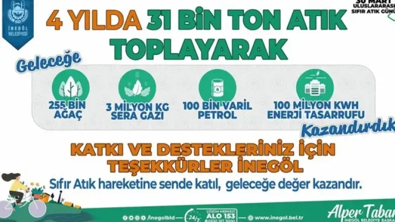 İnegöl'de 4 yılda 31 bin ton atıkla gelecek kurtuldu