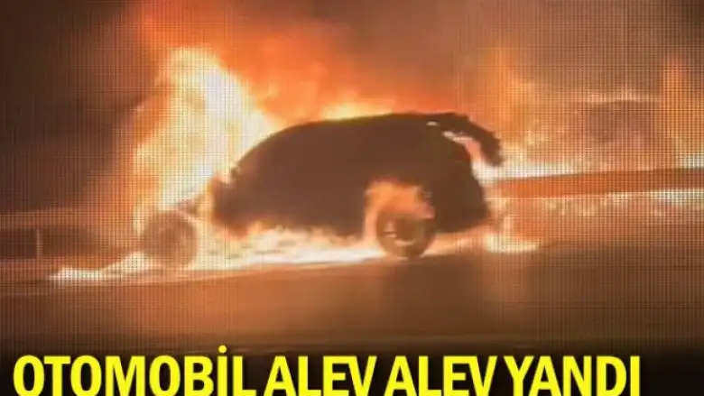 Otomobil alev alev yandı