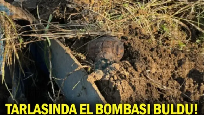 Tarlasında el bombası buldu!