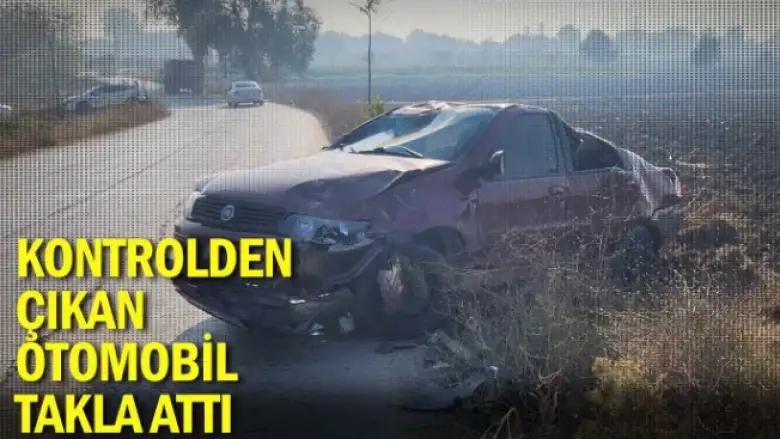 Kontrolden çıkan otomobil takla attı