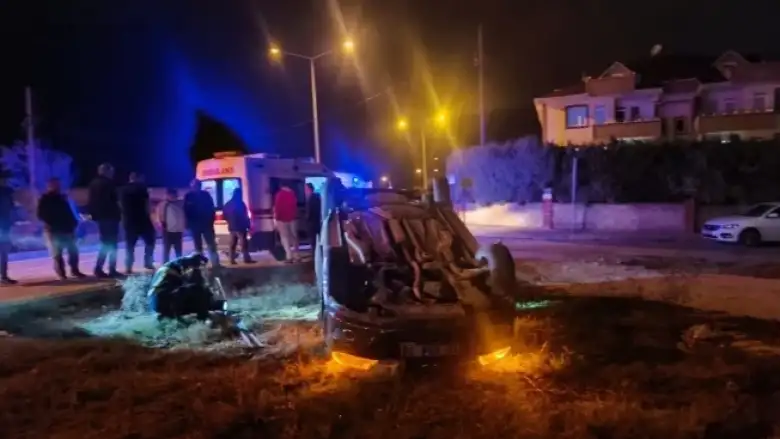 Kontrolden çıkan otomobil takla attı