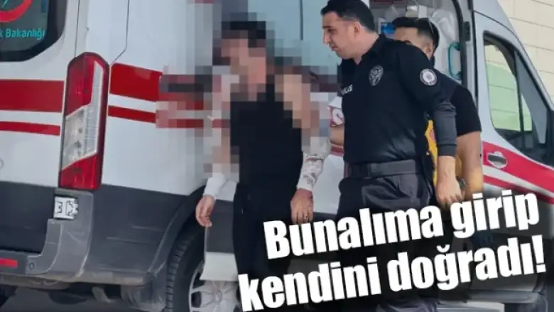 Bunalıma girip kendini doğradı!