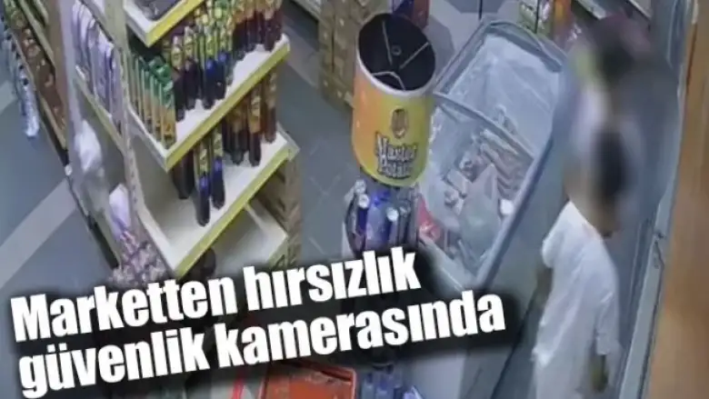 Marketten hırsızlık güvenlik kamerasında
