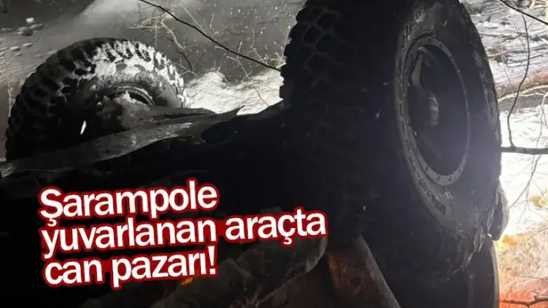 İnegöl'de şarampole yuvarlanan araçta can pazarı!