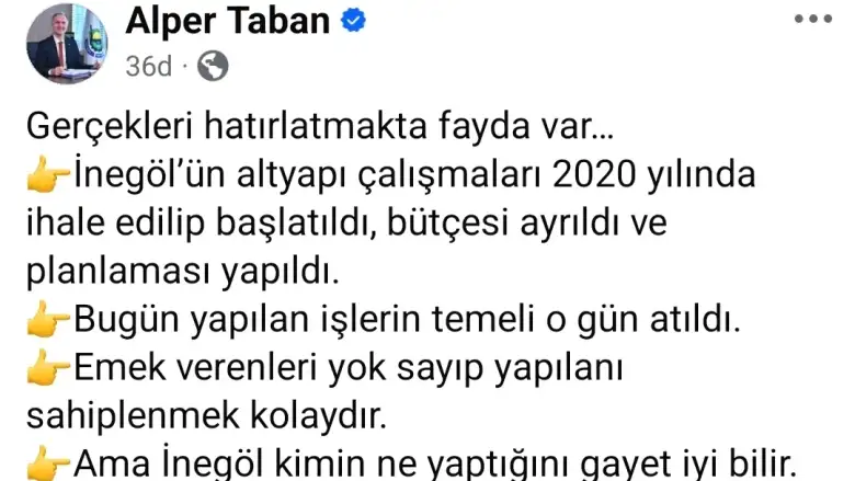 Başkan Taban: İnegöl kimin ne yaptığını gayet iyi bilir