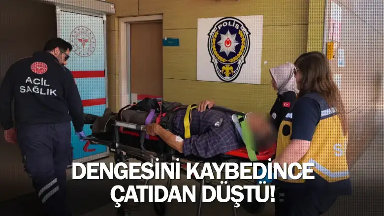 İnegöl'de dengesini kaybedince çatıdan düştü!