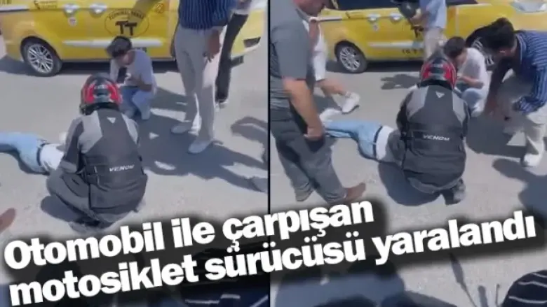 Otomobil ile çarpışan motosiklet sürücüsü yaralandı