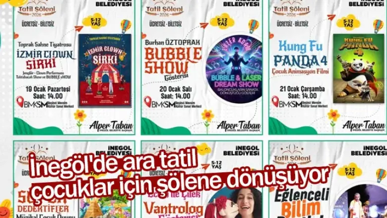 İnegöl'de ara tatil çocuklar için şölene dönüşüyor