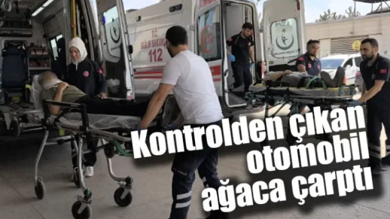 Kontrolden çıkan otomobil ağaca çarptı