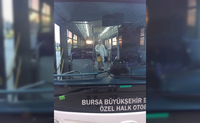 Bursa’da halk otobüslerine koronavirüs temizliği