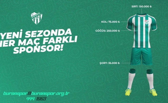 Bursaspor Kulübü, her maç için farklı forma reklamları alacak
