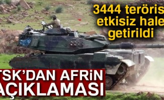 TSK: 'Afrin'de etkisiz hale getirilen terörist sayısı 3444 oldu'