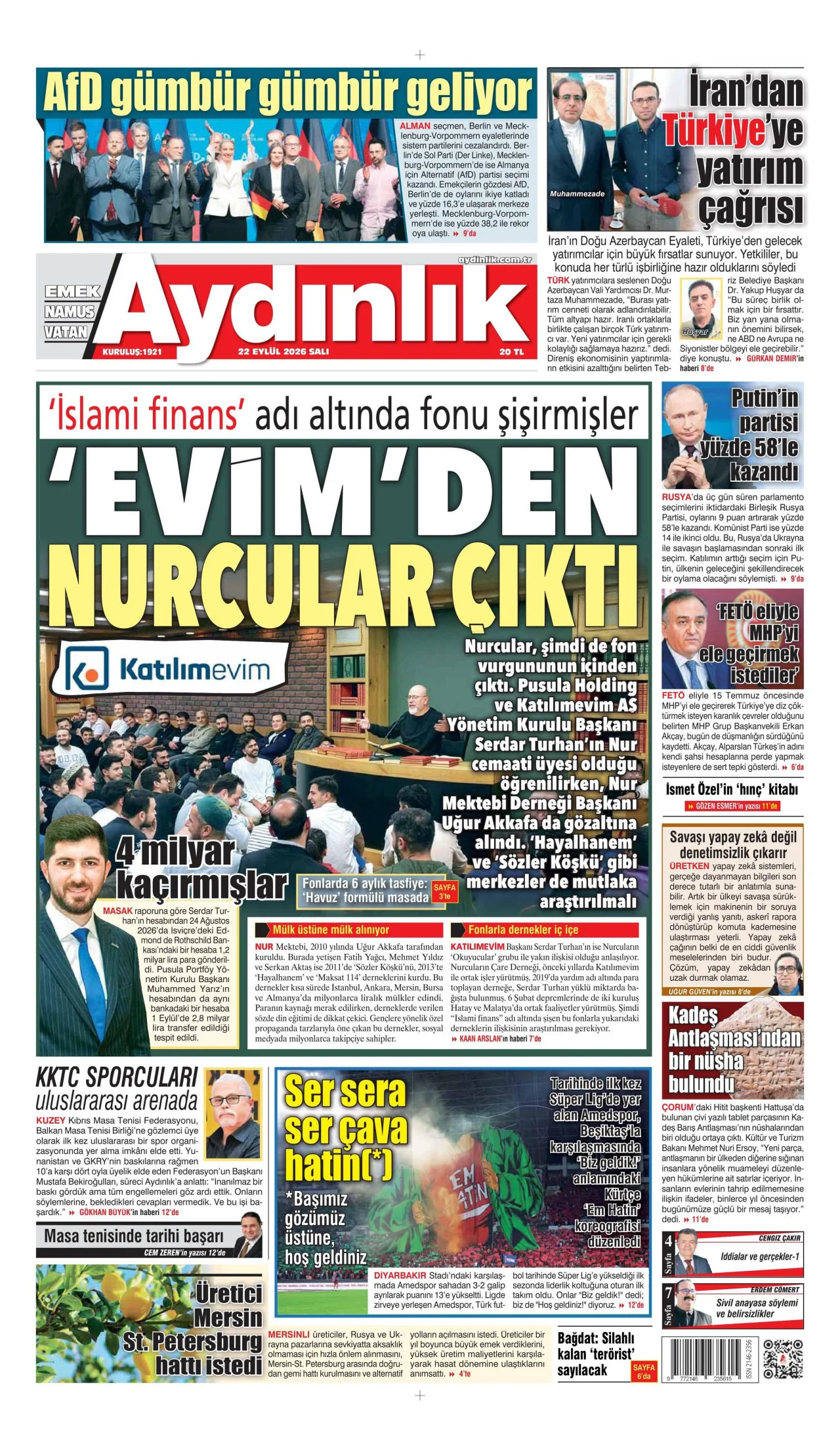 Aydınlık Gazetesi Bugun