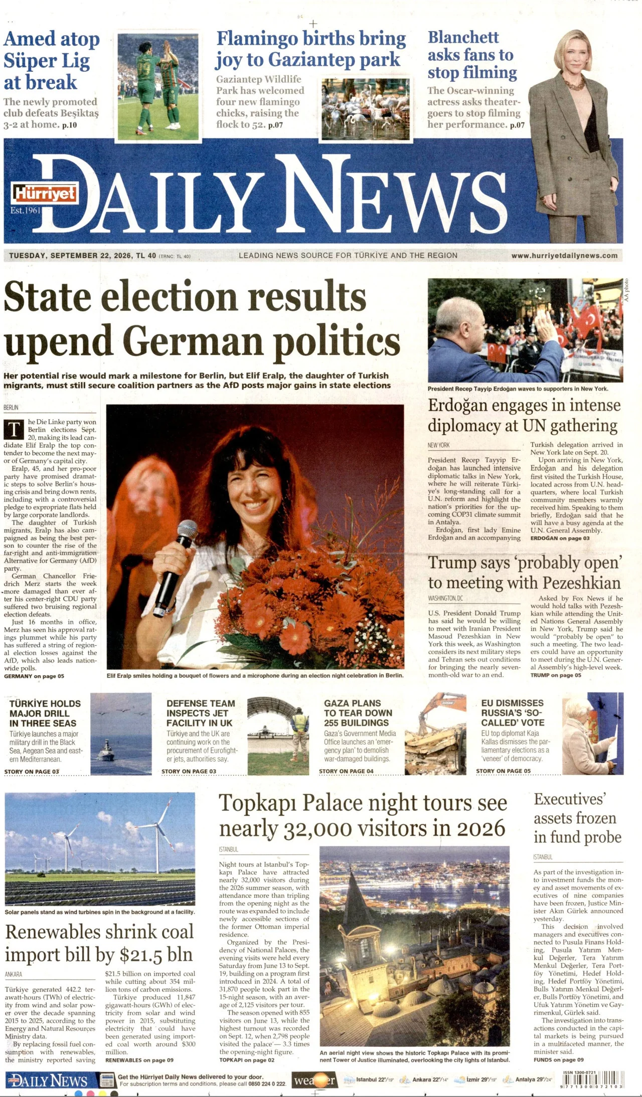 Hürriyet Daily News Bugun