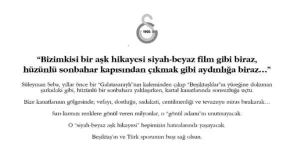 G.saray’dan Seba’ya Duygusal Veda
