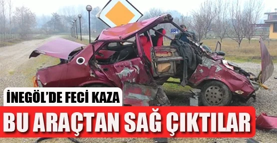 Hurdaya Dönen Araçtan 4 Kişi Sağ Çıktı!