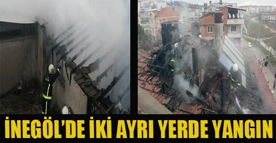 İnegöl'de İki Ayrı Yerde Yangın