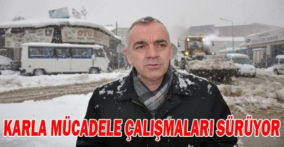 İnegöl'de karla mücadele çalışmaları sürüyor