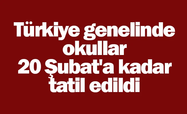 Türkiye genelinde okullar 20 Şubat'a kadar tatil edildi
