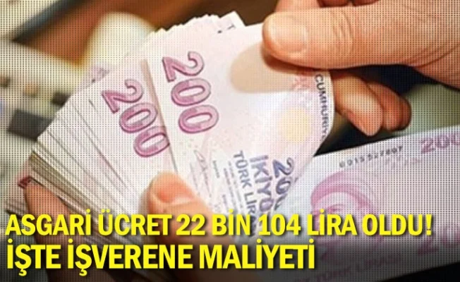 Asgari ücret 22 bin 104 lira oldu! İşte işverene maliyeti