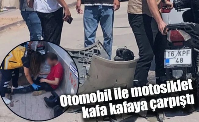 Otomobil ile motosiklet kafa kafaya çarpıştı