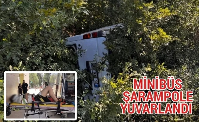 Minibüs şarampole yuvarlandı