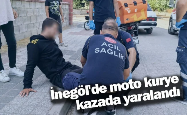 İnegöl'de moto kurye kazada yaralandı