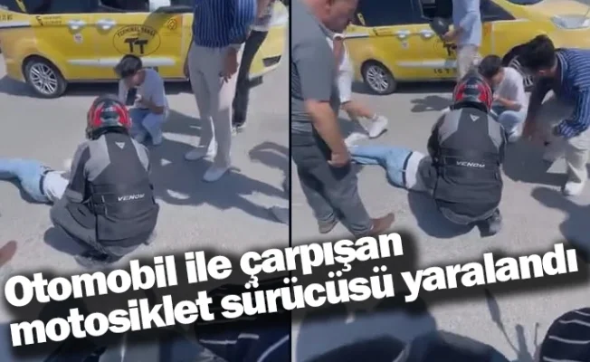 Otomobil ile çarpışan motosiklet sürücüsü yaralandı
