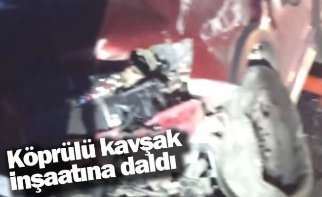 Köprülü kavşak inşaatına daldı