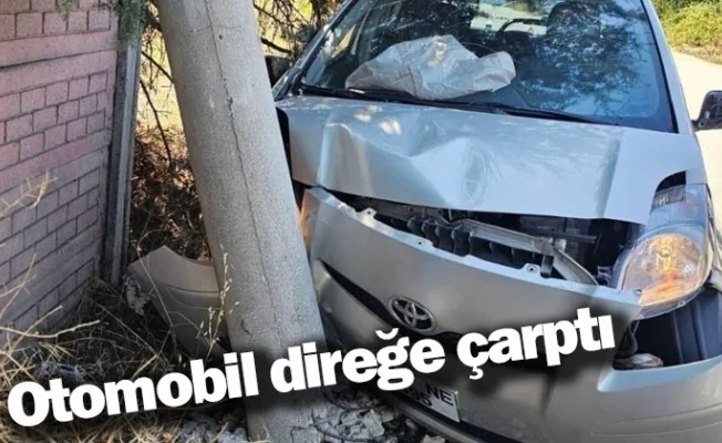 Otomobil direğe çarptı